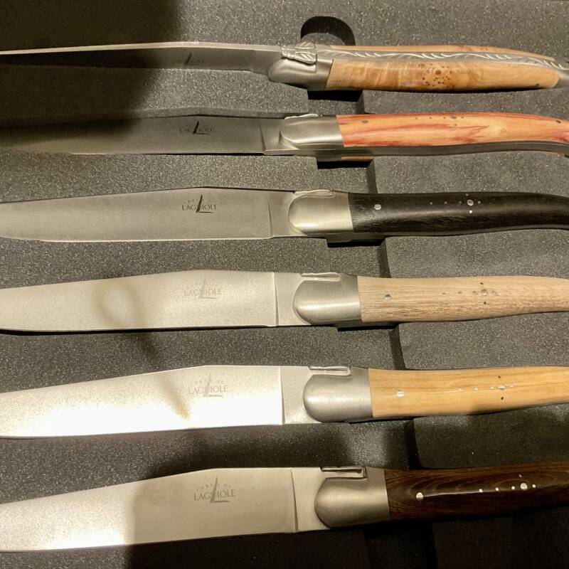 coffret "collection" 6 couteaux de table en bois rares  Forge de Laguiole