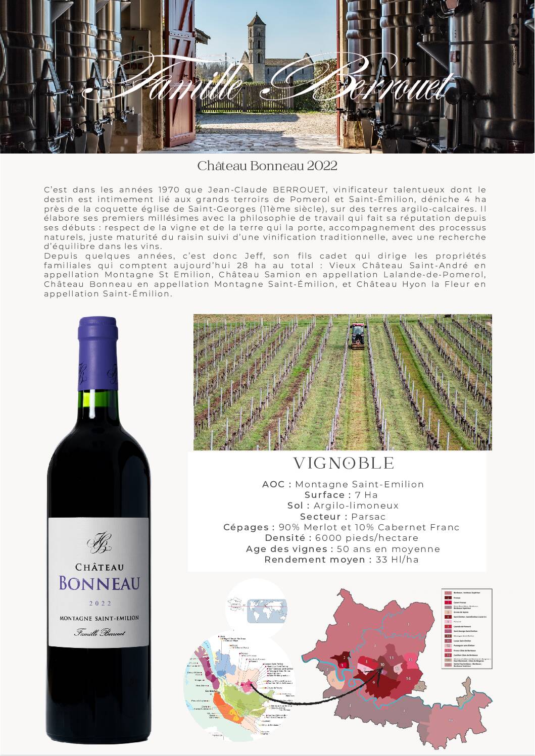 Ch. Bonneau 2022  Montagne Saint-Emilion  (carton 6 bts)